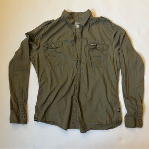 green dkny jeans long sleeve button up